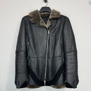 Jean Guise Lambskin Shearling Moto Jacket 38 6